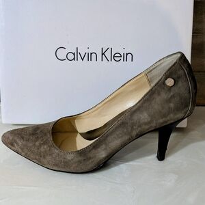 Calvin Klein Taupe Suede Heels